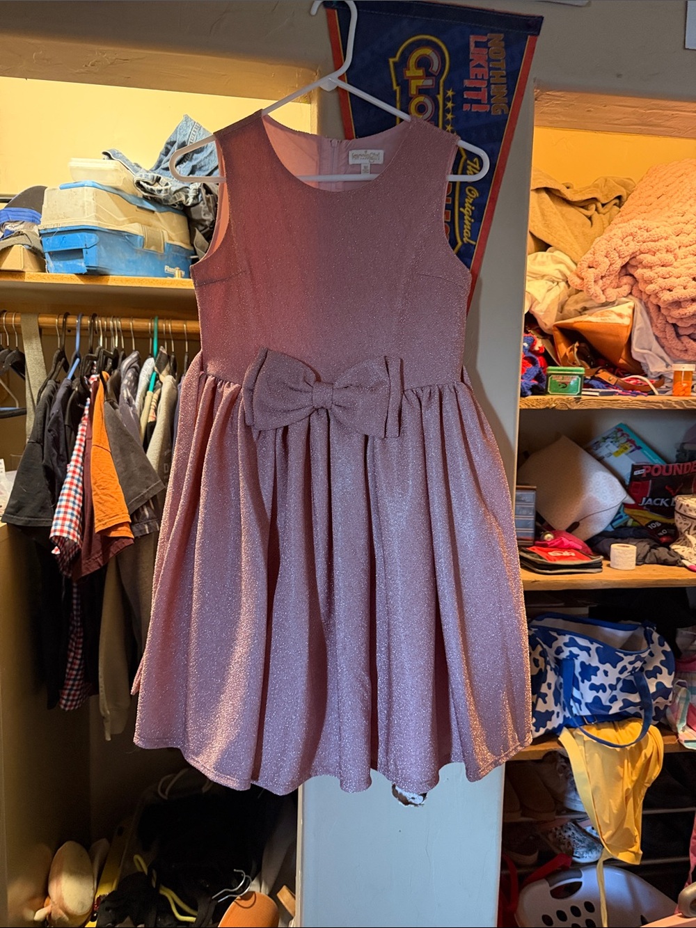 GLO jeans Rose Pink Sparkle Bow Party Dress